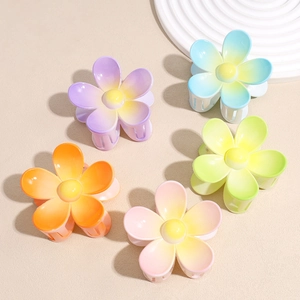 Lot de 5 pinces à cheveux fleurs mates avec dégradés de couleurs sur fond beige