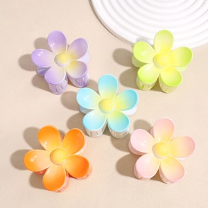 Pince à Cheveux Fleur Dégradée ABS Plastique Mat Pince à Cheveux à Cinq Pétales Antidérapante Pour Femmes Accessoires Quotidiens Bain Coiffage