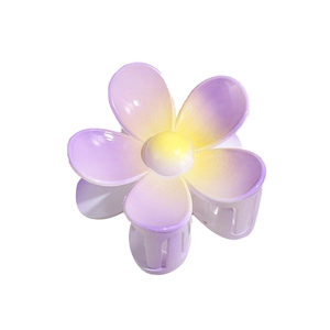 Pince à cheveux fleur mate avec dégradé violet-jaune pour coiffures féminines