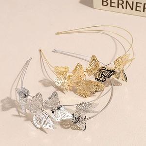 Elegante Cerchietto in Lega Cavo Farfalla 3D Oro Argento Stile Fata Fascia per Capelli per Matrimonio Festa Sposa Donna Bambini Accessori per Capelli
