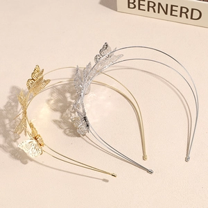 Cerchietti da sposa minimalisti oro e argento con farfalle 3D in metallo