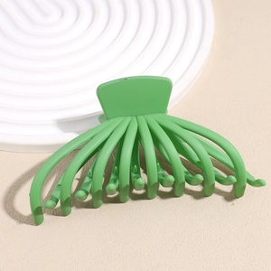 Detail view of the matte bright green octopus hair claw with ten grip teeth for women