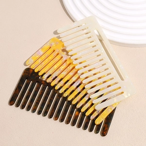 Peigne à Cheveux à Dents Larges Motif Marbre pour Femmes Peigne Coiffant Démêlant Antistatique en Acétate et Acrylique