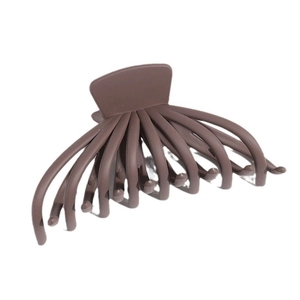 Matte brown octopus hair claw clip with multi-prong design for secure hair styling