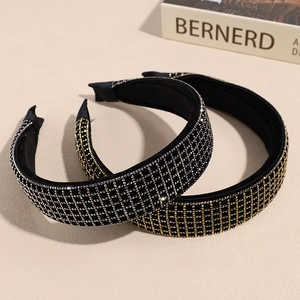 French vintage rhinestone lattice headband set in gold and silver with elegant sponge padding