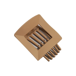 French retro matte hollow square hair claw clip in camel brown for elegant hairstyling