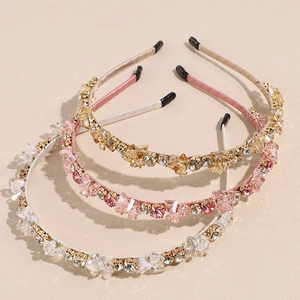 Lot de trois serre-têtes en cristal en champagne, rose et blanc pour une coiffure élégante