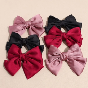 Grande Barrette à Cheveux en Satin avec Nœud Style Français Élégant Nœud Doux Pince Croco Coiffure Décorative Femmes Filles