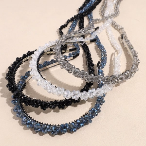 Korean Style Elegant Resin Beaded Headband With Long Tassel Handmade Luxurious Women Hair Accessory Fashion Plastic Headwear