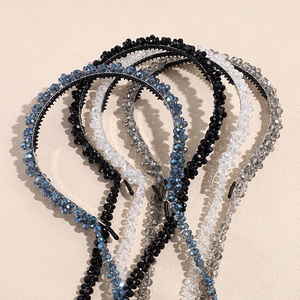 Elegant beaded crystal headbands in assorted colors with long tassels and non-slip design