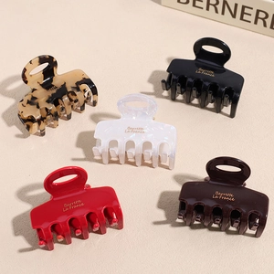 French Vintage Hollow Square Shark Clip Gold Label Hair Claw For Women Retro Elegant Plastic Hair Catch Hair Accessories