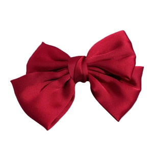 Barrette à cheveux élégante en satin bordeaux pour femme avec texture soie française
