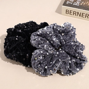 Chouchous de Luxe en Velours avec Paillettes pour Femmes Mode Élastiques à Cheveux Brillants Accessoires de Coiffure