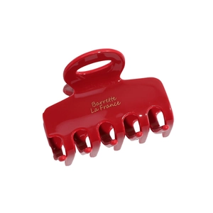 Glossy red French square hollow hair claw clip with gold Barrette La France text
