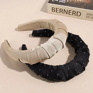Serre-têtes rembourrés chics avec strass en beige et noir et tissu plissé élégant