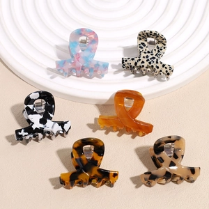 Acetate Hair Claw Clip For Women Small Geometric Cross Hairpin Leopard Marble Pattern Hair Accessories Sweet Minimalist Ponytail Clip
