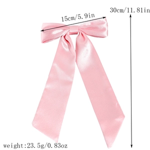 Fermaglio per capelli a fiocco in raso rosa con nastri lunghi, dettagli 15cm x 30cm