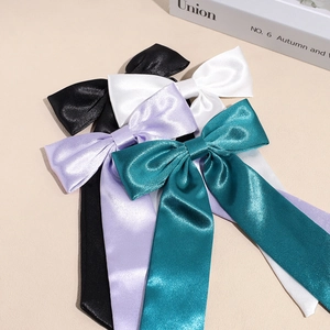 Elegante set di fermagli per capelli a fiocco in raso con nastri lunghi in vari colori