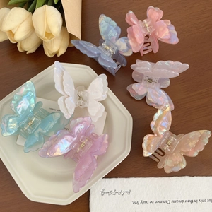 Elegant 3D Butterfly Wings Hair Claw Clip Fairy Double Layer Acrylic Iridescent Hair Catch For Women Fashion Hair Accessories