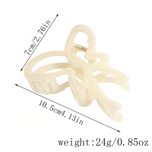 Detailed size view of cream jelly butterfly hair claw clip with 10.5cm length dimensions