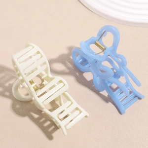 Cream and light blue jelly heart hair claw clips set with minimalist Korean style