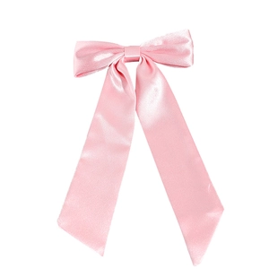 Fermaglio per capelli con grande fiocco in raso rosa pallido e lunghi nastri chic
