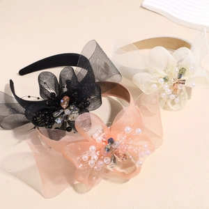 Französischer Eleganter Haarreif Mit Netzschleife Strass Künstliche Perle Hochzeit Haarschmuck Für Damen Party Haarreifen