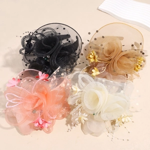 Serre-tête Fascinator Fleur en Maille Élégant Avec Voile à Pois Et Künstliche Perles pour Mariage Fête Rétro Femme Accessoires Cheveux