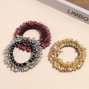 Korean Fashion Wheat Spike Elastic Hair Ties For Women Retro Metallic Color Ponytail Holder Scrunchies Hair Accessories