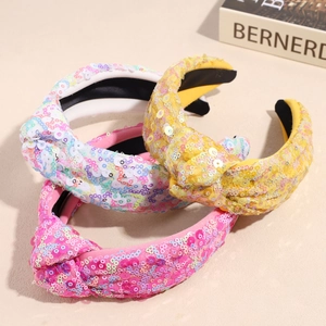 Cerchietto da Donna con Nodo in Paillettes Alla Moda Fascia per Capelli con Nodo Superiore Scintillante per Feste e Quotidiano