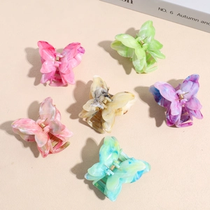 Pince à Cheveux Papillon en Acétate Motif Marbré Élégant pour Femme Accessoires Cheveux Grande Pince Antidérapante Style Français