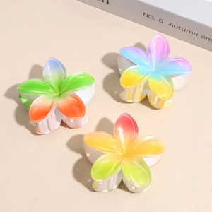Lot de trois pinces à cheveux fleurs en acrylique dégradé pour coiffures féminines