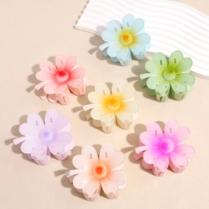 Pince à Cheveux Fleur de Frangipanier Dégradé Résine Pince Crabe Pour Femmes Filles Accessoires Cheveux Floraux Quotidien