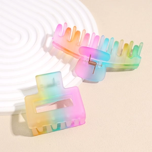 Rainbow gradient hair claw clip set in matte candy colors for women and girls