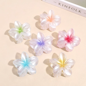 Elegante Molla per Capelli a Fiore di Frangipani Sfumata in Resina Perla Artificialta Accessorio per Capelli Plumeria per Donna Stile Mare