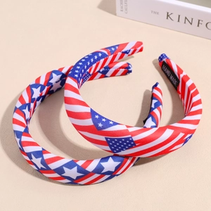 Handmade American flag headbands with red white stripes and blue star patterns