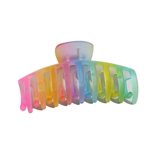 Matte rainbow gradient large hair claw clip with strong grip for women's long hair styling