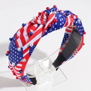 Serre-tête noué aux motifs du drapeau américain et strass pour le 4 juillet