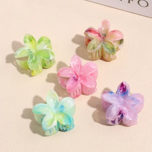 Elegante Molletta per Capelli in Acetato Marmorizzato a Fiore Sfumato Floreale Shark Clip Moda Antiscivolo Donna Accessori