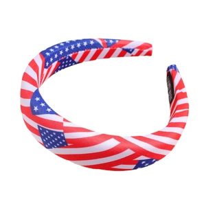 Padded US flag headband with red white and blue stars and stripes handmade fabric design