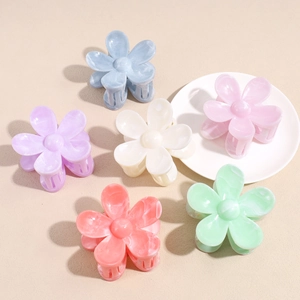 Flower Hair Claw Clips Large Matte Marble Texture Acetate Daisy Sunflower Non-slip Shark Clip For Women Hair Accessories