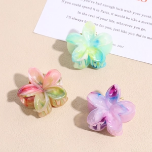 Set di 3 mollette per capelli a forma di fiore in acetato marmorizzato per acconciature
