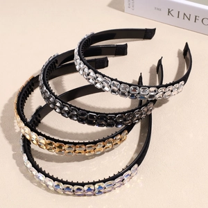 Luxus Zweireihiger Rechteckiger Strass Haarreif Antirutsch Barock Stil Haarband Für Damen Stilvolle Haaccessoires