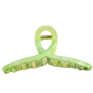 Large green marble textured hair claw clip for elegant updo styles on a white background