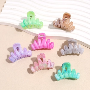 Gradient matte claw clips with marble texture for half-up hairstyles in various colors