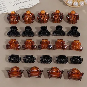 Moda Simpatici Mini Mollette per Capelli in Plastica a Forma di Corona Cuore Fiore Piccoli Fermagli per Donna Ragazze Accessori