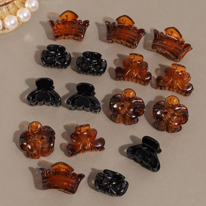 Mini fermagli per capelli in plastica ambra e neri per accessori di stile versatili