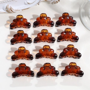 Set di 12 mini mollette per capelli color ambra a forma di corona per frange e acconciature