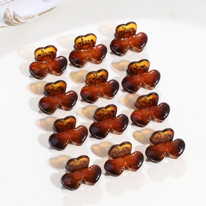 Set di 12 mini fermagli per capelli color ambra in plastica per acconciature moda