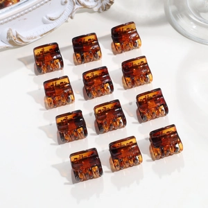Set di 12 mini mollette per capelli a forma di corona con motivo a tartaruga ambrata